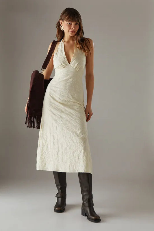 Floral Cotton Halter Midi Sundress