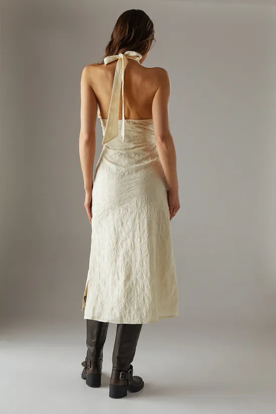 Floral Cotton Halter Midi Sundress