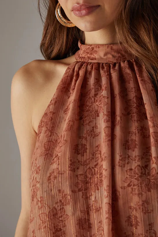Chiffon Halter Ruffle Layer Maxi Dress